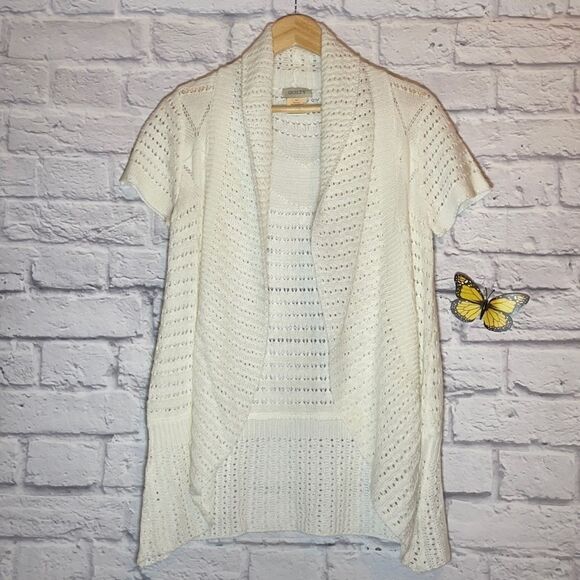 GUILTY Open Cocoon Pointelle Knit Cardigan Size Small - Picture 2 of 7